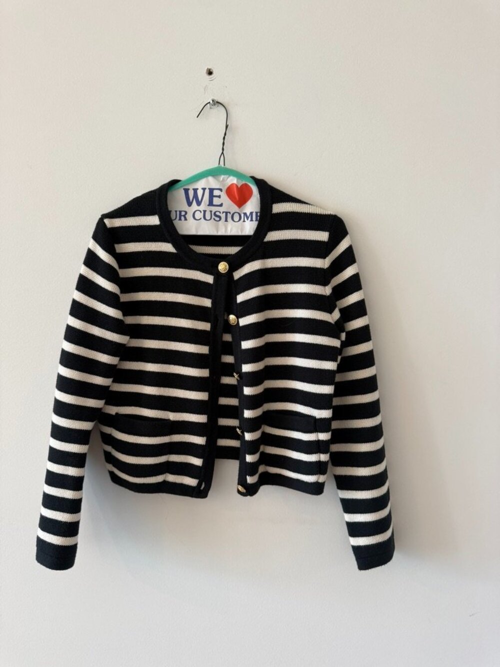 J CREW Black and White Cardigan Size Medium